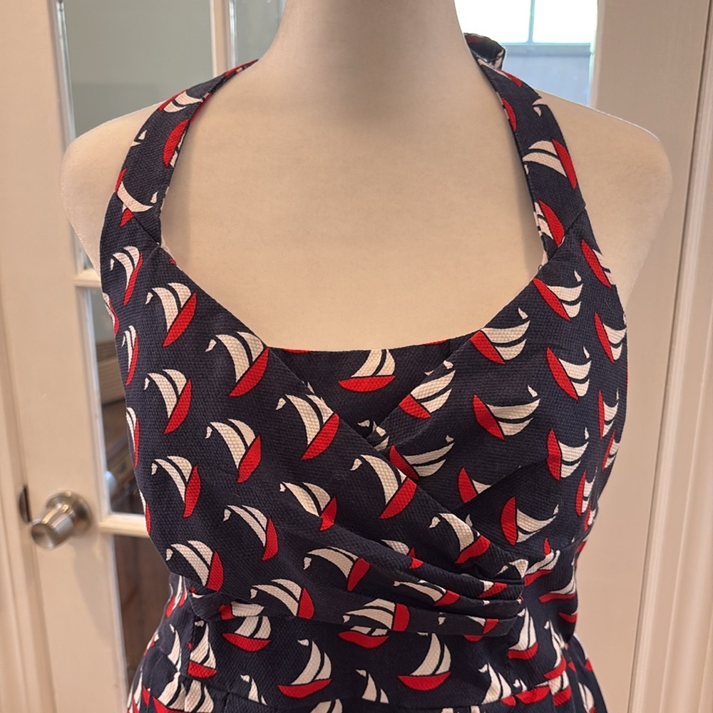 Anthropologie Postmark Windward Halter Dress w/ Nautical Theme. Size 4. - Picture 2 of 13